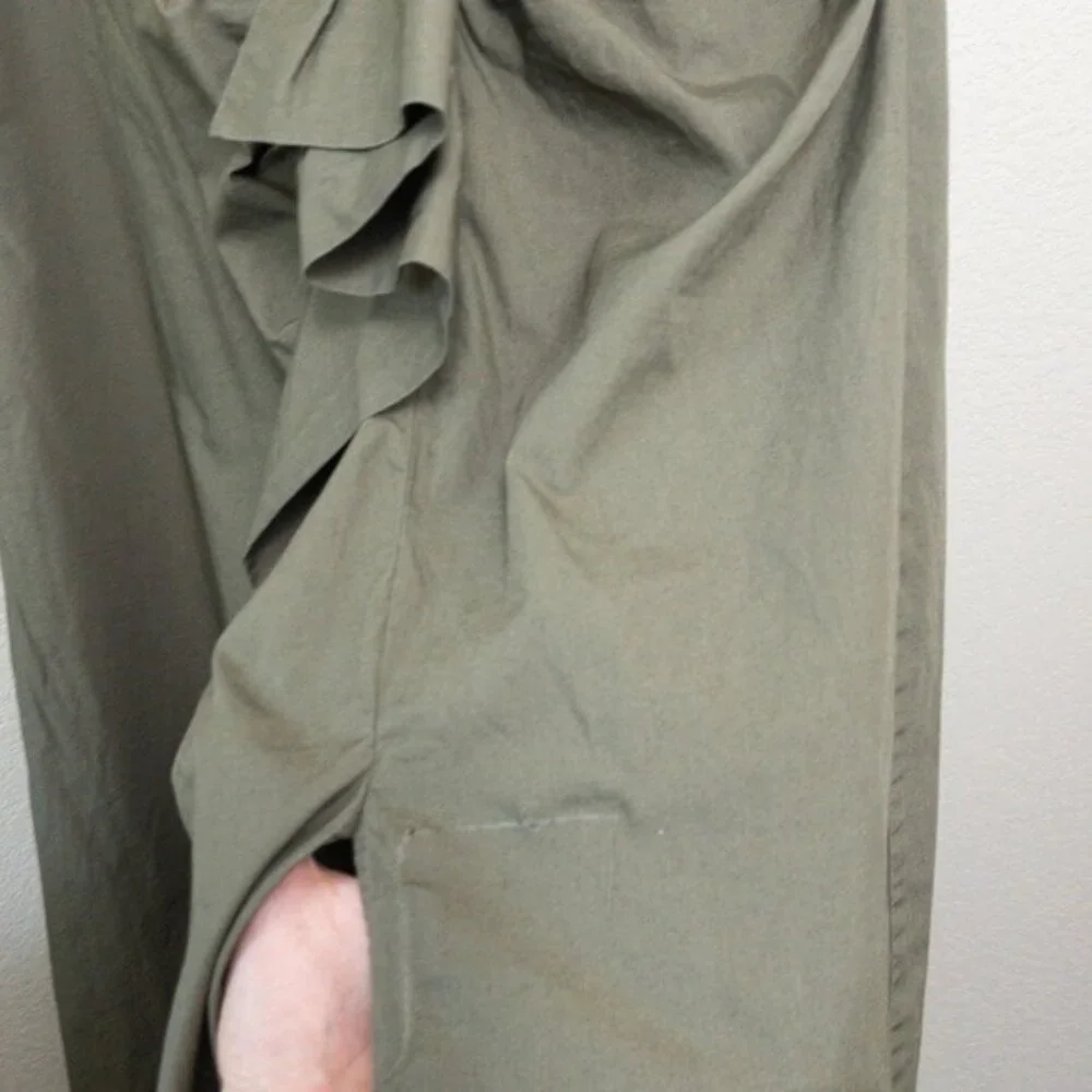 Ulla Johnson Isabella Ruffle Dress XL Military Melange Draped Midi Green - Picture 10 of 13